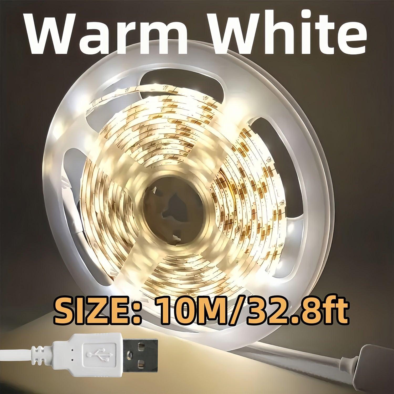Светодиодная лента USB для подсветки телевизора и домашнего декора, гибкая лента (5В) в белом/теплом белом цвете для спальни, шкафа, кухни DIY - можно резать, самоклеящаяся, не требует батареек - длина
