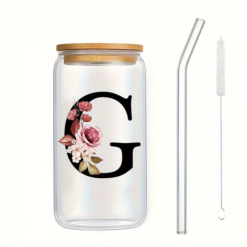 Vaso de vidrio para bebidas frías con tapa de bambú, impreso en 3D, de borosilicato, jugo, cerveza, café