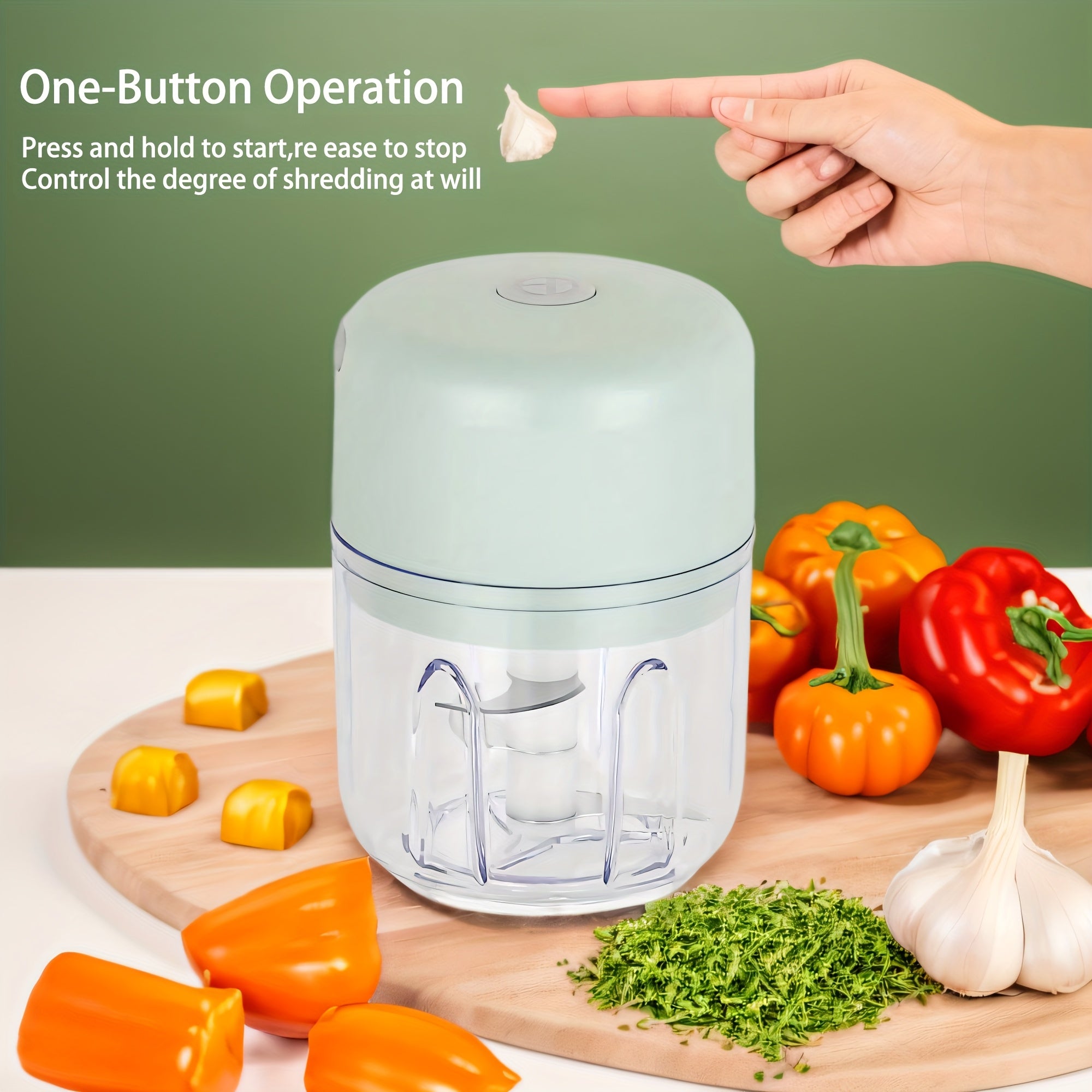 Electric Mini Food Chopper Rechargeable Small Food Processor 250ml Garlic Onion Ginger
