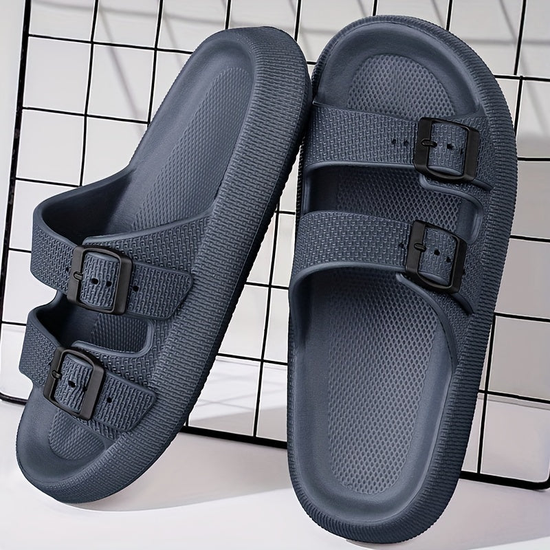 Men's EVA Slides Casual Open Toe Slip On with Buckles for Indoor Outdoor Summer