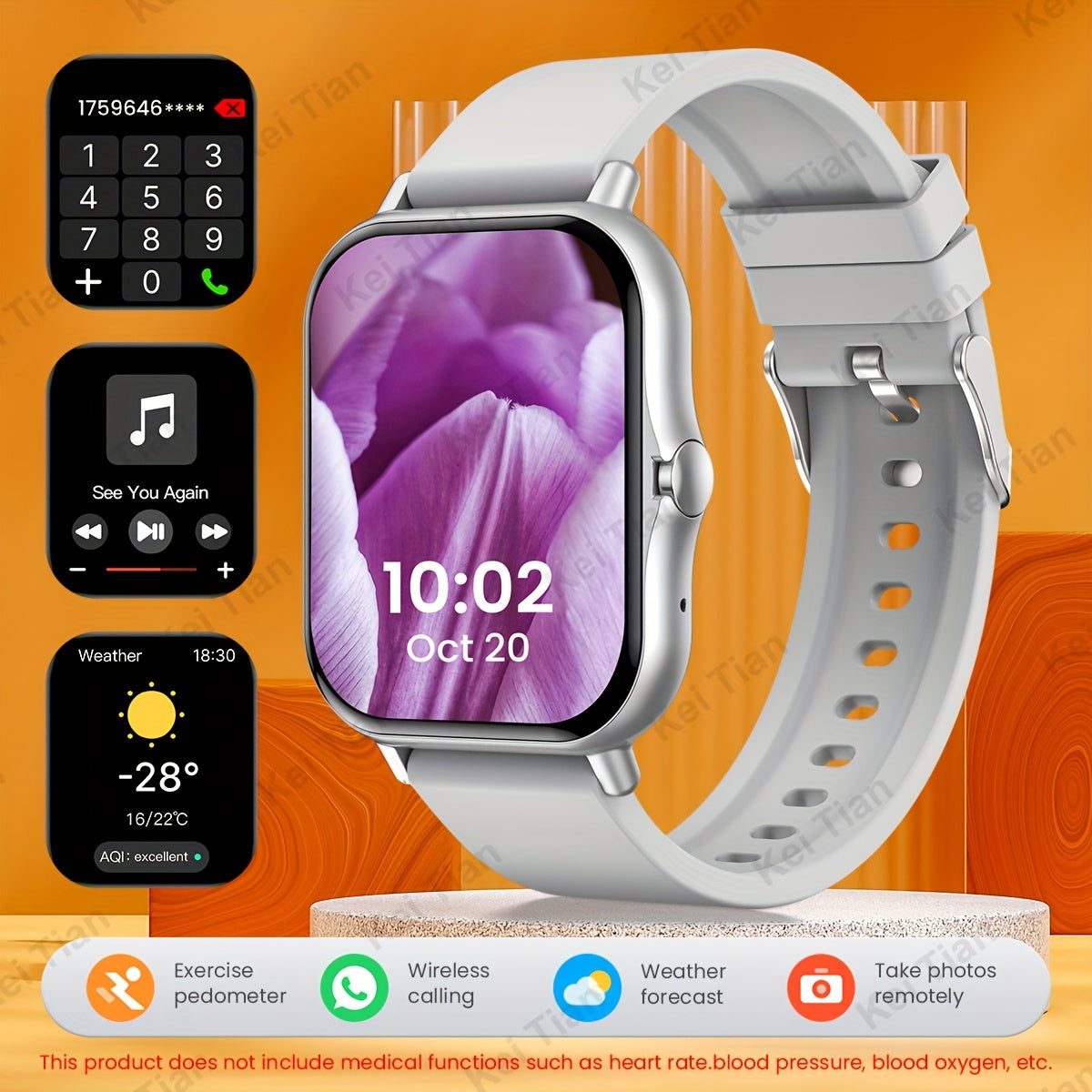 Smartwatch for iPhone and Android with Call Answering 4.65cm Touch Screen Fitness Tracker