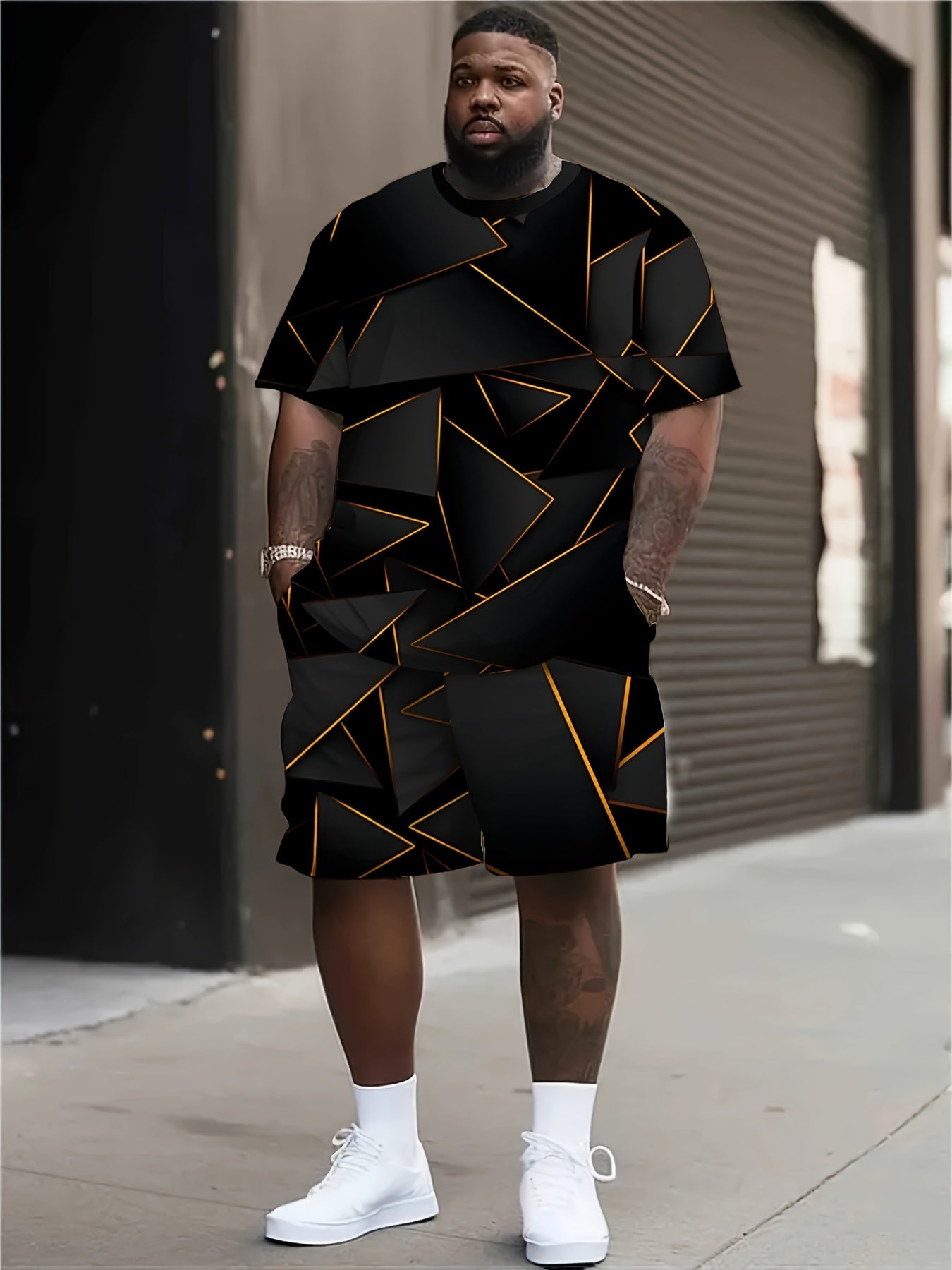 Men's Summer Clothing Set Polyester 3D Digital Print Casual Shorts and T-Shirt