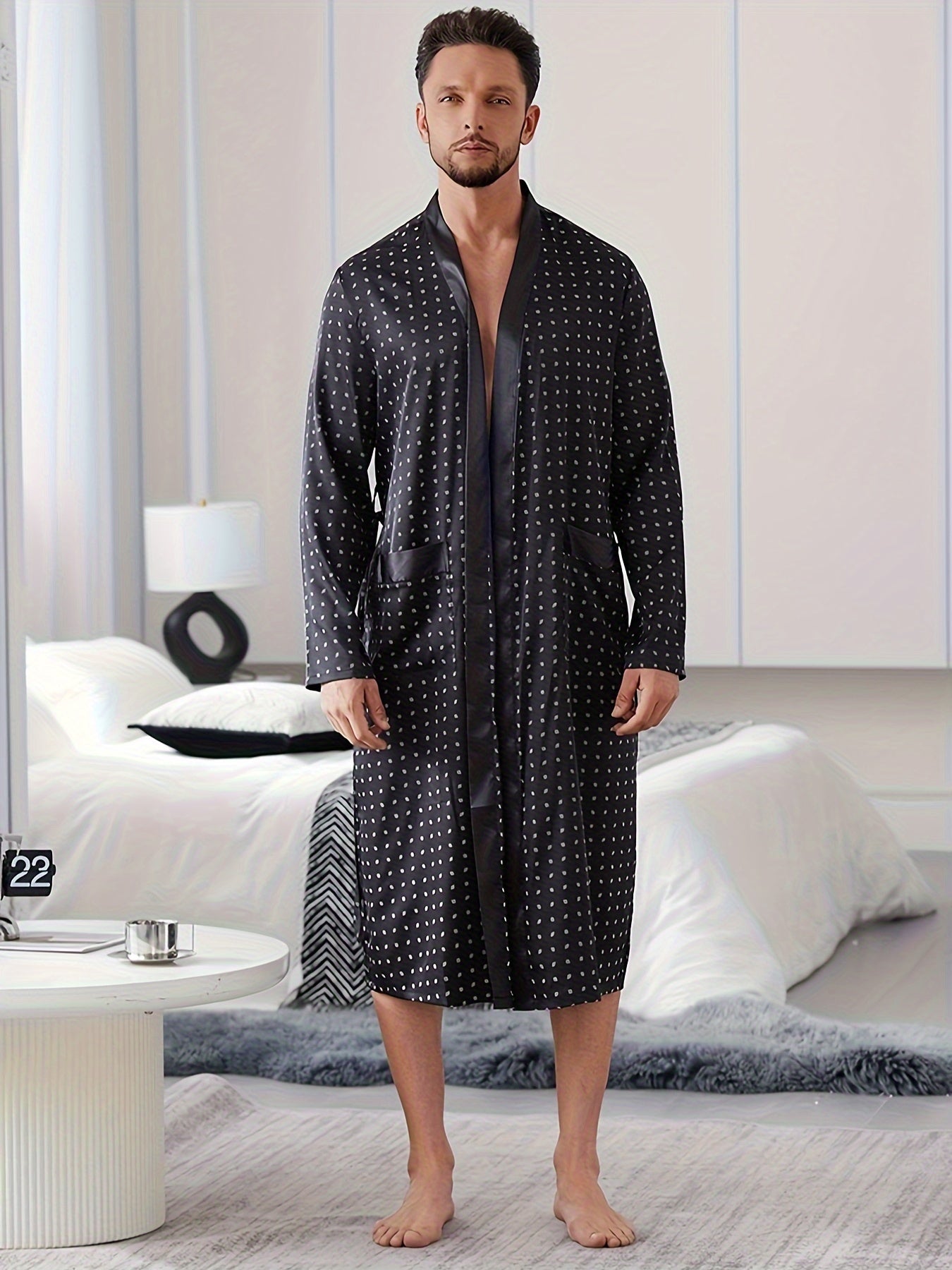 Men's Pajama Set V-Neck Loose Woven Polyester Casual All Season