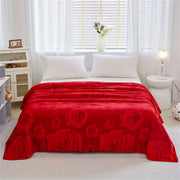 Soft Rose Pattern Bed Blanket for Sofa Bed Camping Travel and Gift