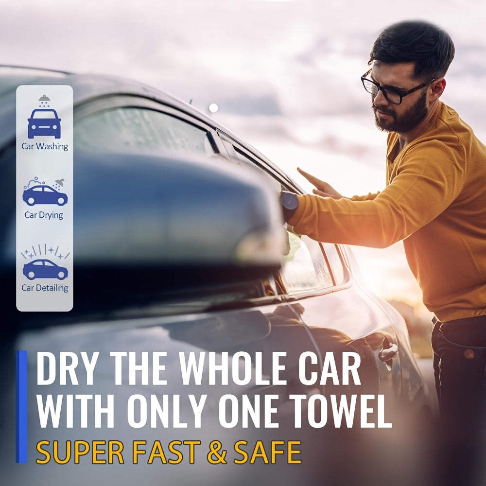Large Blue Microfiber Car Wash Towel 60x90cm Seam Edge