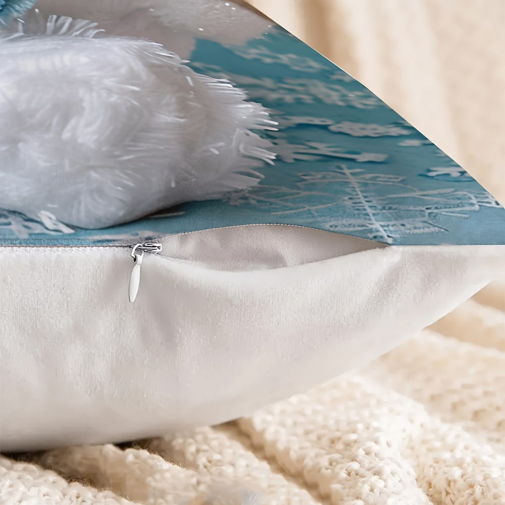 Christmas Snowman Throw Pillow Cover 44.96cm Polyester Zipper Sofa Living Room Bedroom