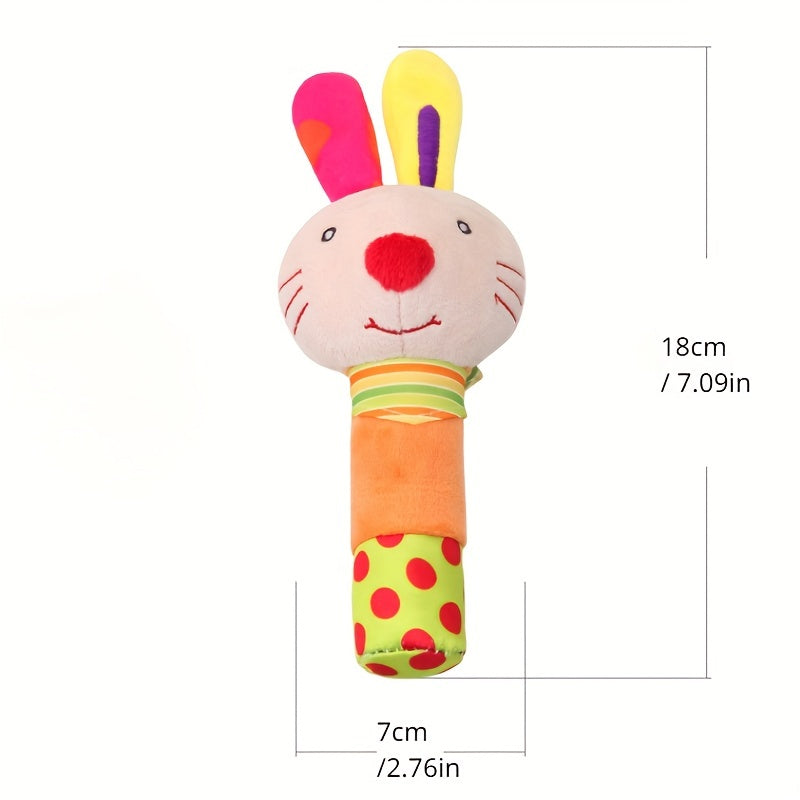 Baby Hand Rattle Plush Toy for Early Education and Development Blue