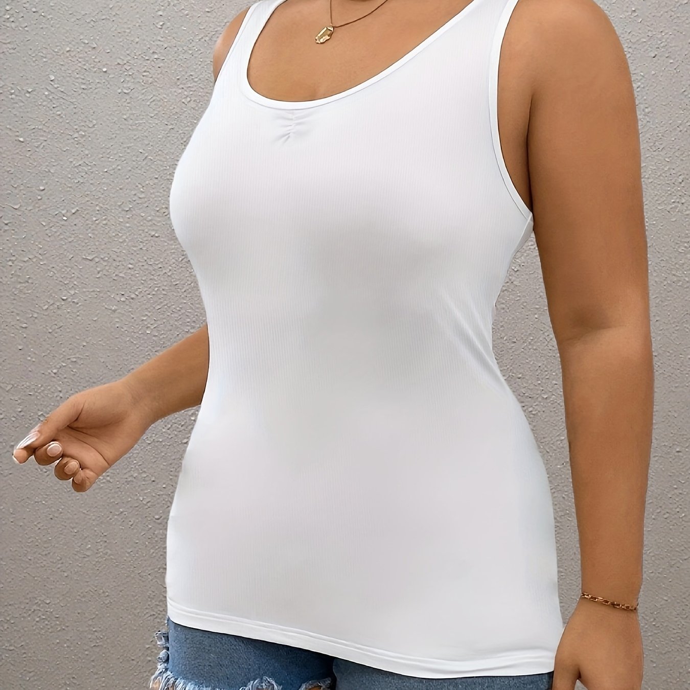 Plus Size Women's Cami Tank Top Off-Shoulder Ruched Stretchy Breathable