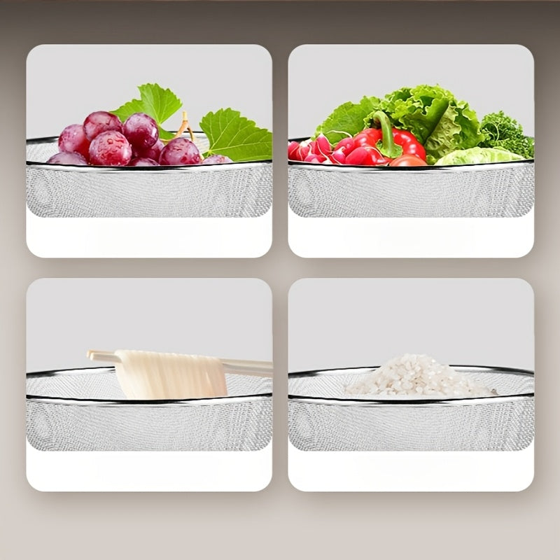 2 Stainless Steel Mesh Sieves for Pasta Vegetables Rice Fruits Durable Grip
