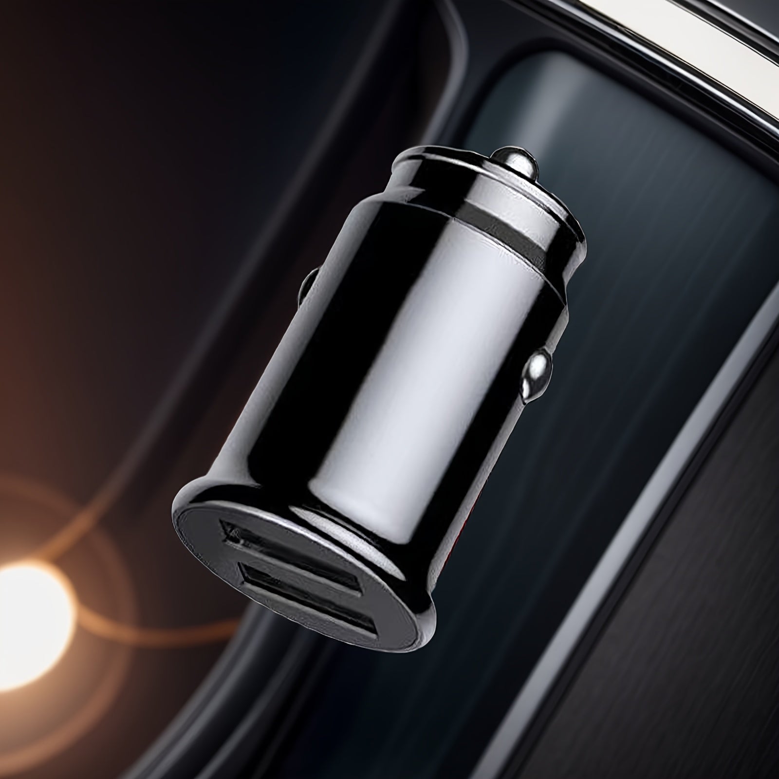 Universal Metallic Finish Fast USB Car Charger with Blue LED Indicator