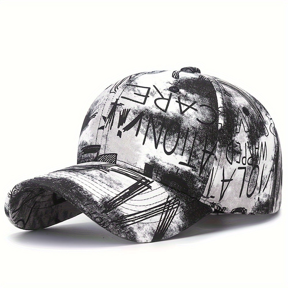 Graffiti Flower Cotton Baseball Cap Street Style Geometric Pattern Unisex