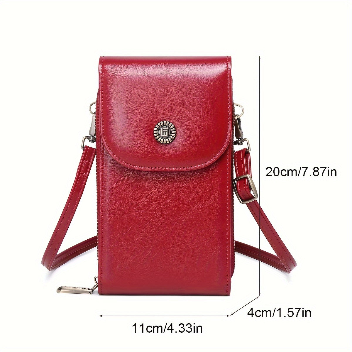 RFID Blocking Crossbody Bag for Women Vintage Red Waterproof Anti-Theft Phone Wallet Organizer