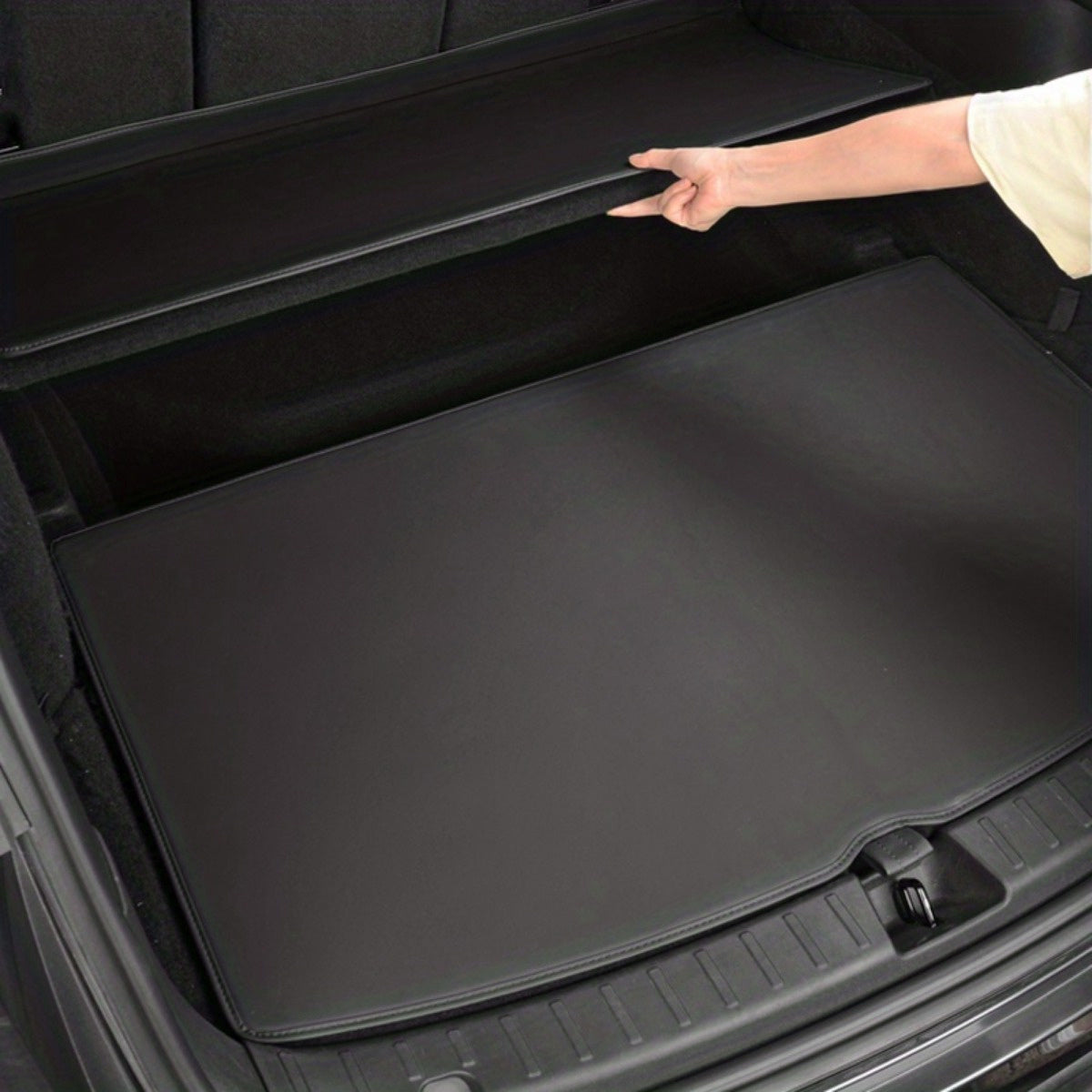 Car Trunk Mat Waterproof Leather Cargo Liner for Model Y with Raised Edges