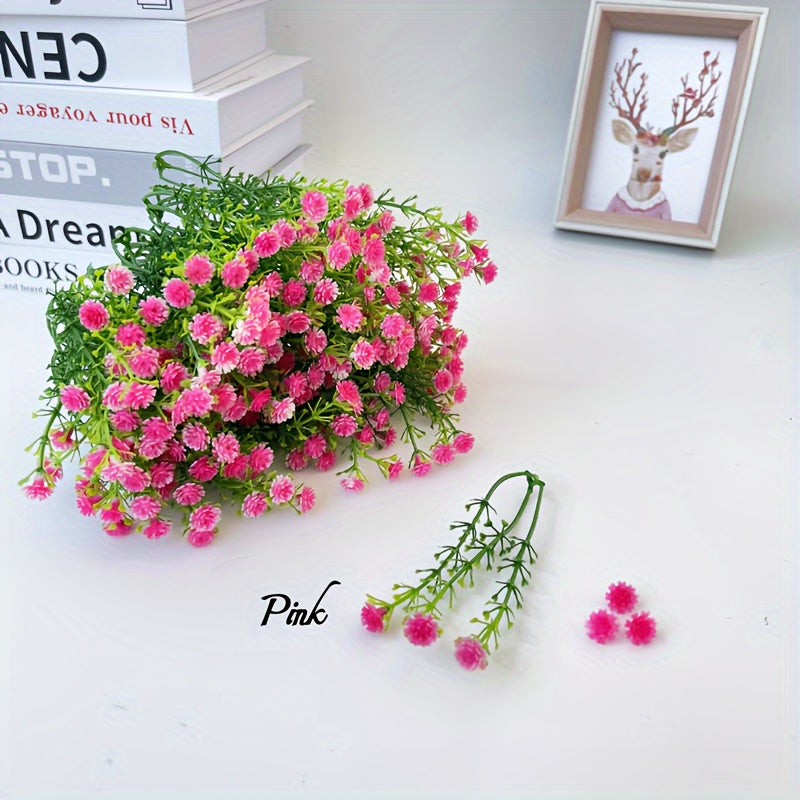 Flores artificiales 50 flores de gypsophila de plástico para decoración, simulando rosas hechas a mano