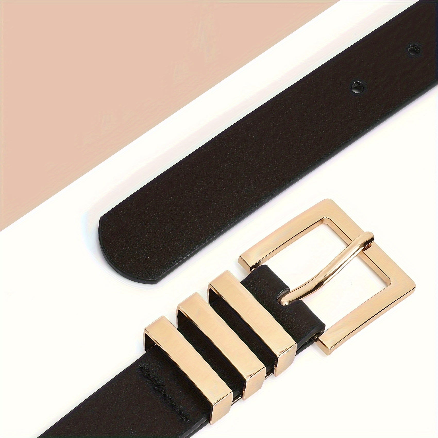 Plus Size Women's Leather Belt for Jeans Pants Dresses Square Golden Buckle