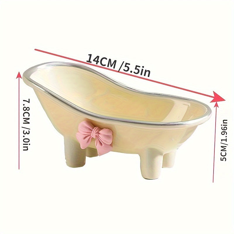 Cute Bathtub Soap Dish Holder, Ceramic Bathroom Accessories for Soap Storage