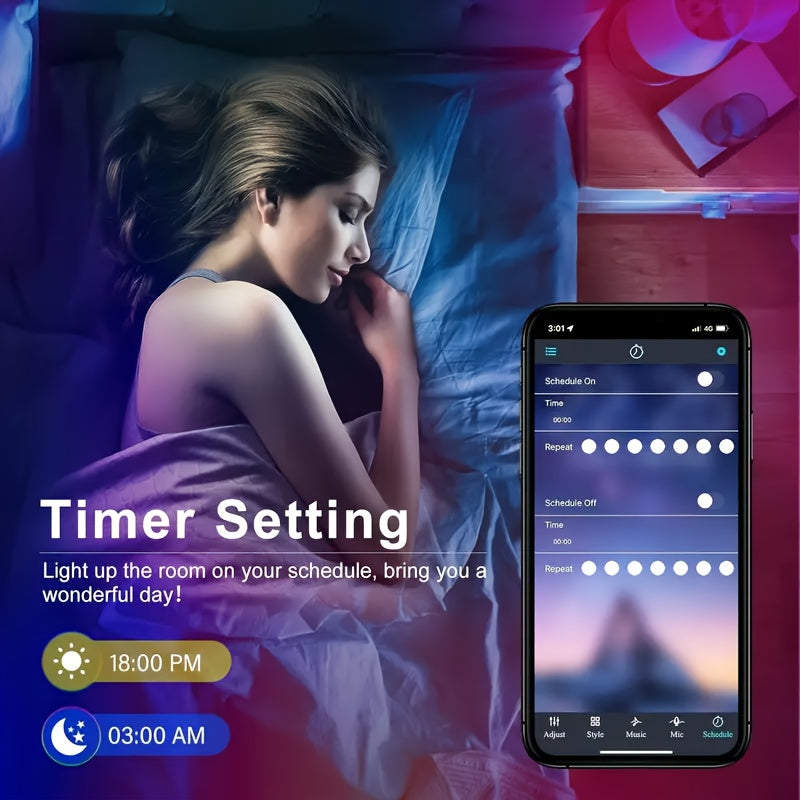 AMill LED Neon Lenta Yoritgichlari - 100.58/298.7/499.87sm, Musiqa Sinxronizatsiyasi, Ilova Bilan Boshqarish, Ichki/Tashqi Dekor uchun Moslashuvchan RGB+IC Yoritish, Bayramlar, USB Bilan Quvvatlanadi