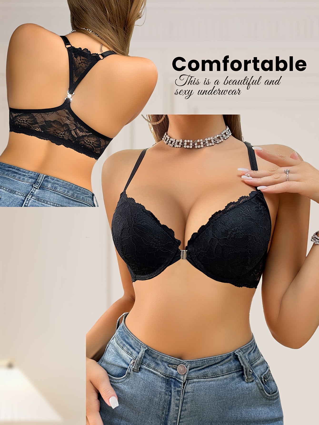 Women's Lace Underwire Push-Up Bra Sexy Comfortable Lingerie