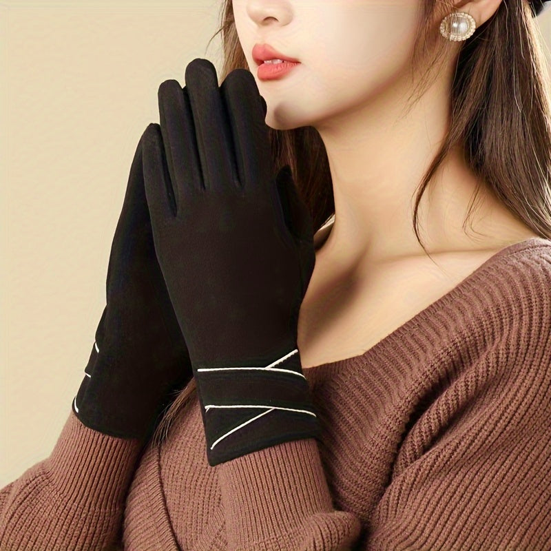 Short Cross Cuff Gloves for Autumn and Winter Touchscreen Warm Windproof