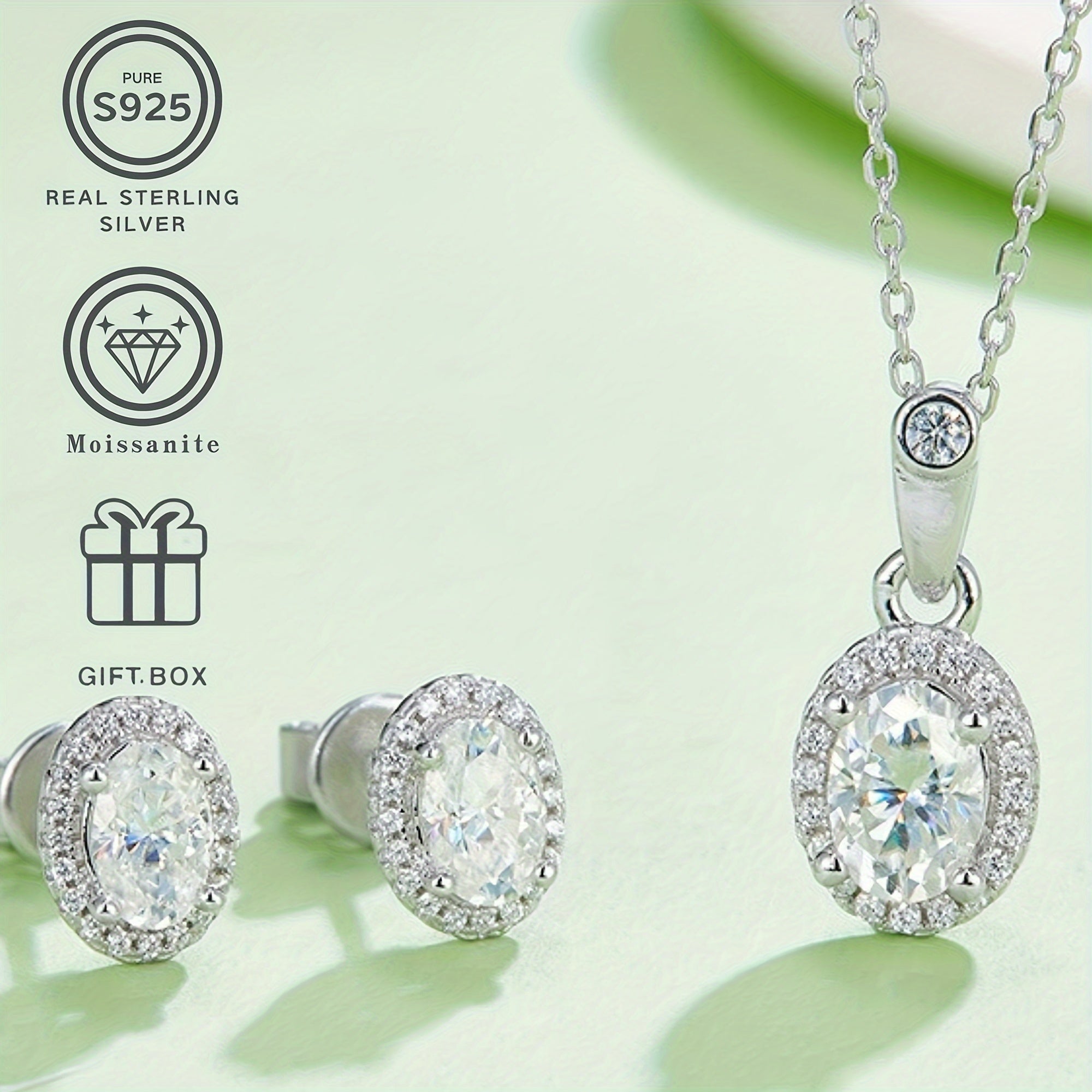 Zamonaviy 3-qismli Moissanite Zargarlik To'plami - S925 Sterling Silver'dan yasalgan, Har qanday tadbir uchun mos, Ayollar uchun ajoyib sovg'a