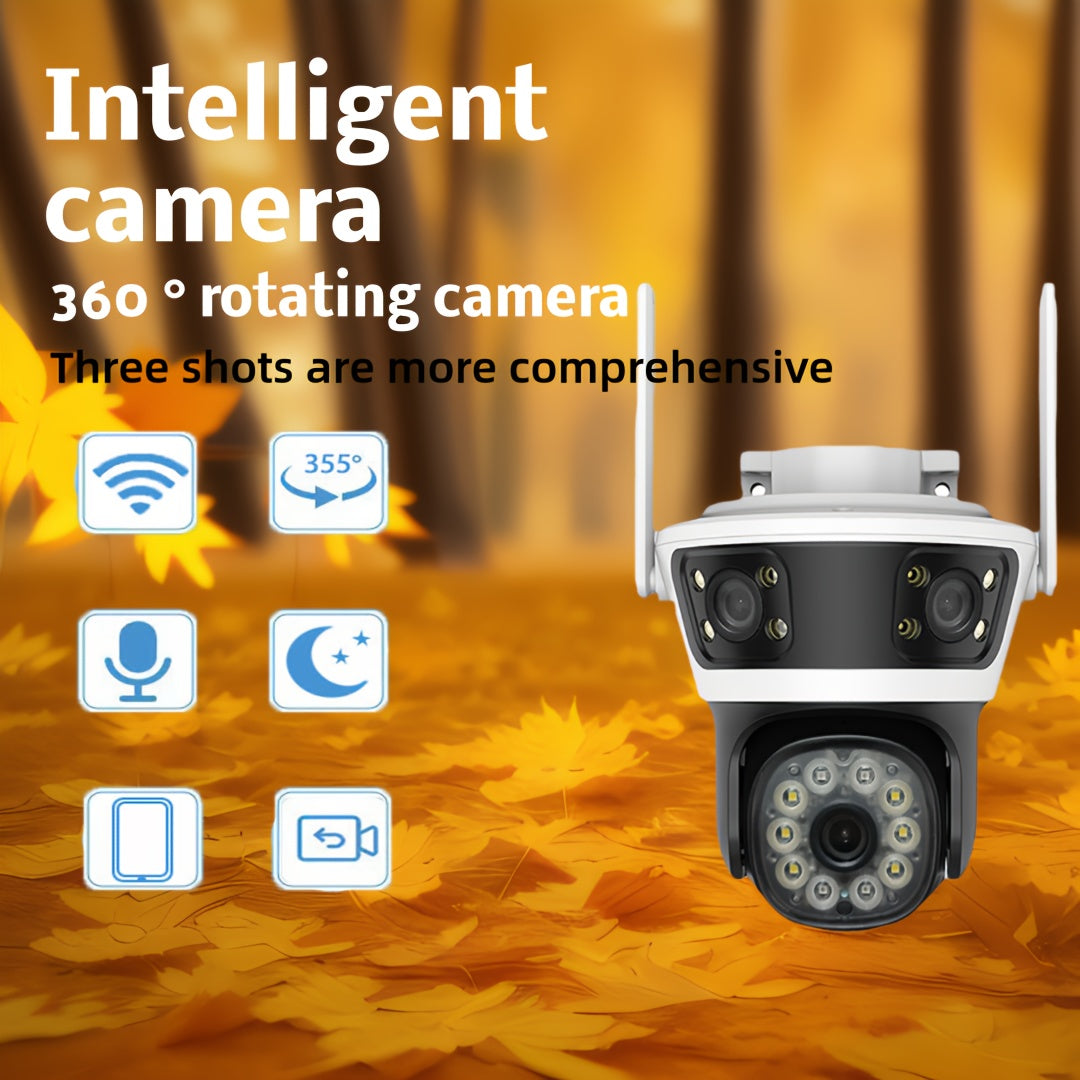 1080P HD Wi-Fi Aqlli Uy Xavfsizlik Kamerasi, 360° PTZ Kechqurun Ko‘rish va Harakat Signalizatsiyasi bilan