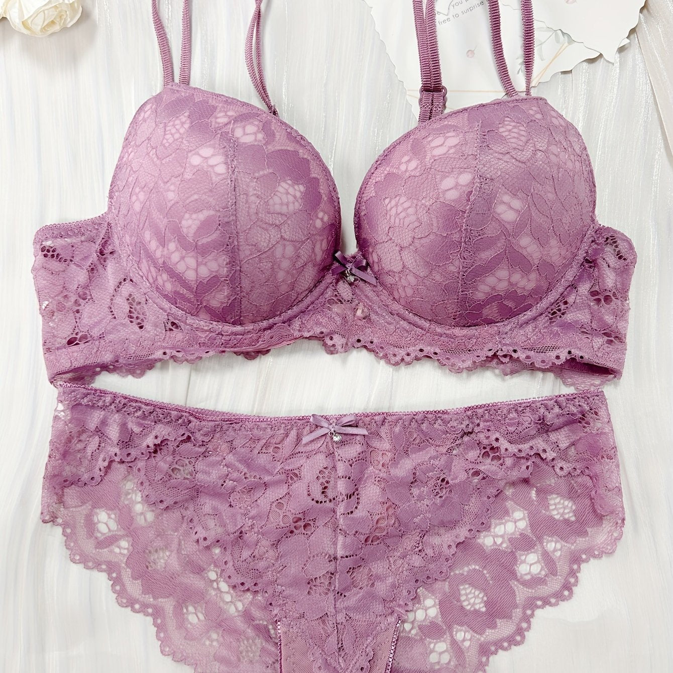 Women's Purple Lace Lingerie Set with Support and Lift