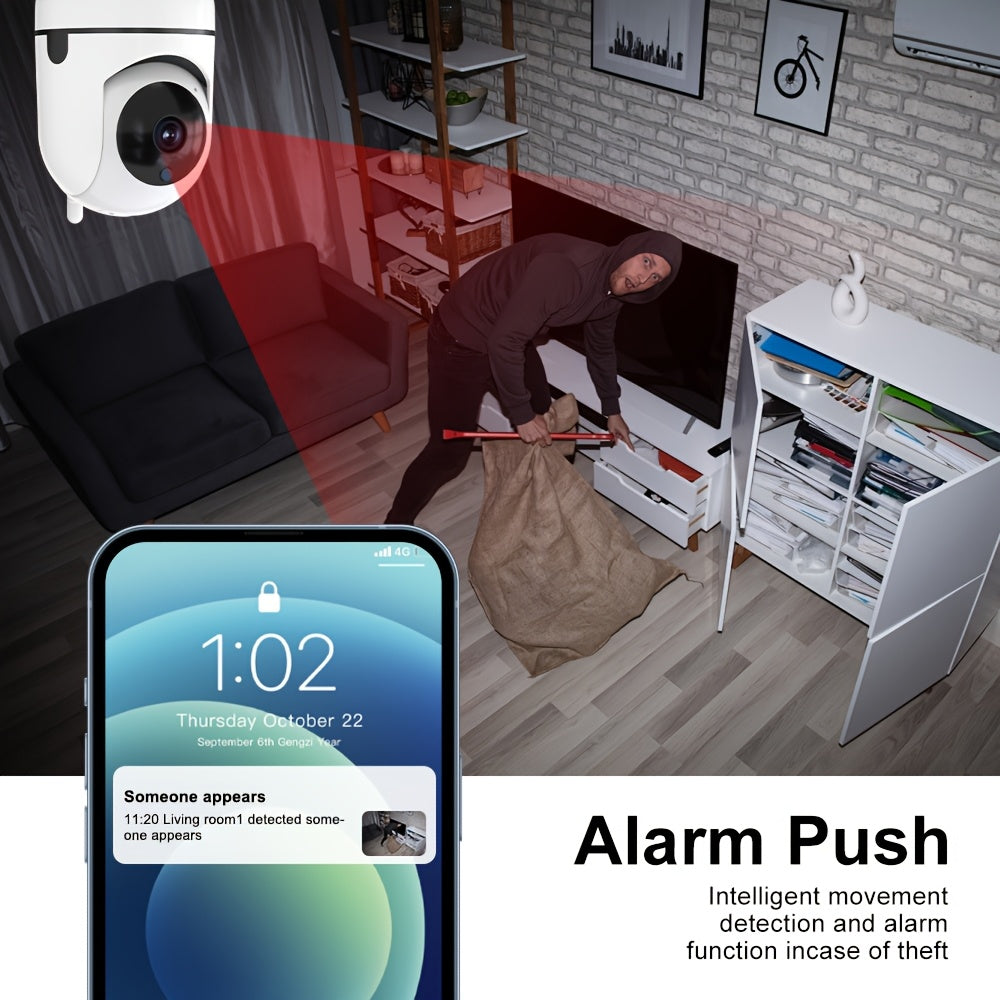 2MP HD Wireless IP Camera with PTZ Auto Tracking Color Night Vision 360° Horizontal Vertical Rotation