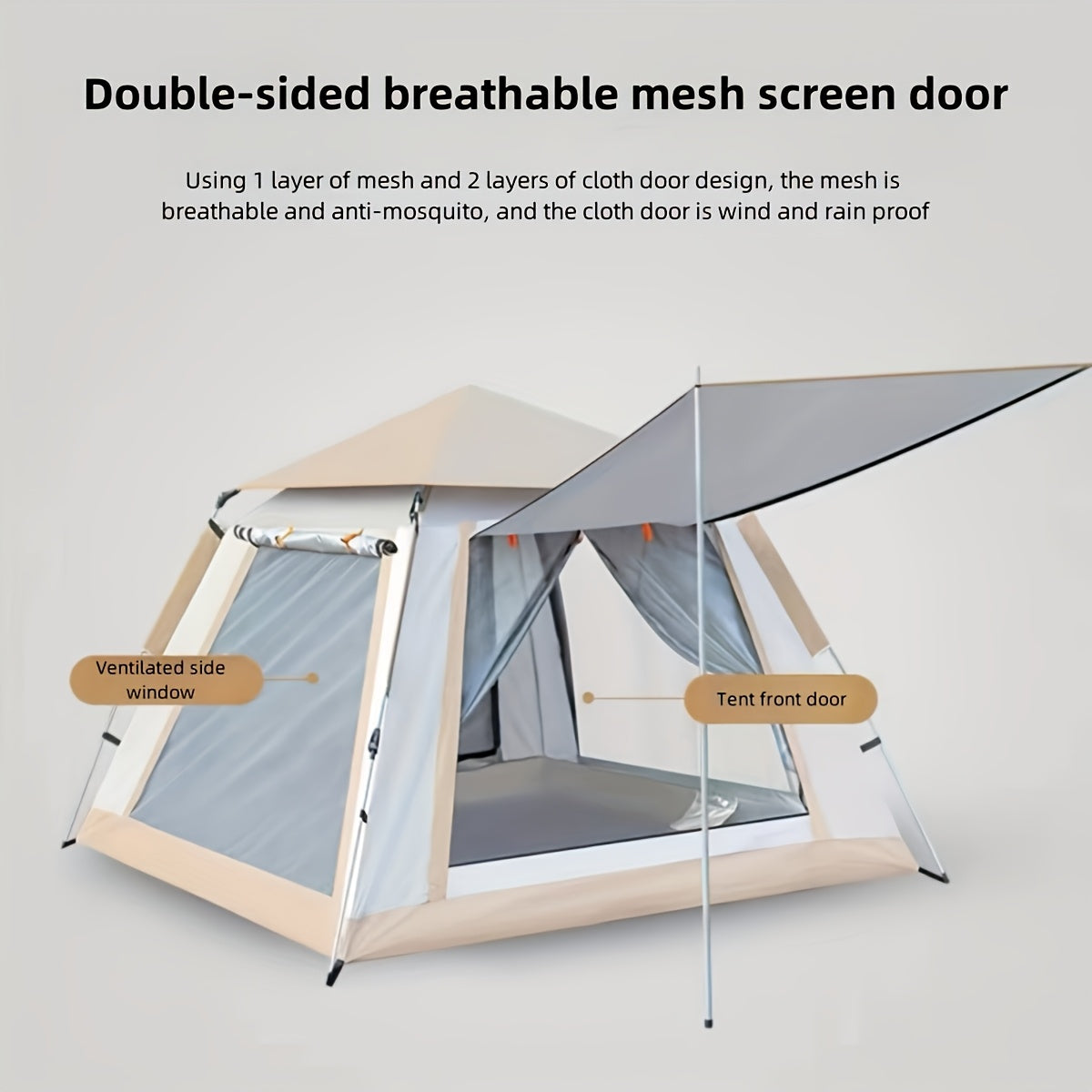 6-Person Family Camping Tent with Automatic Setup Ventilated Sunshade All-Season Polyester