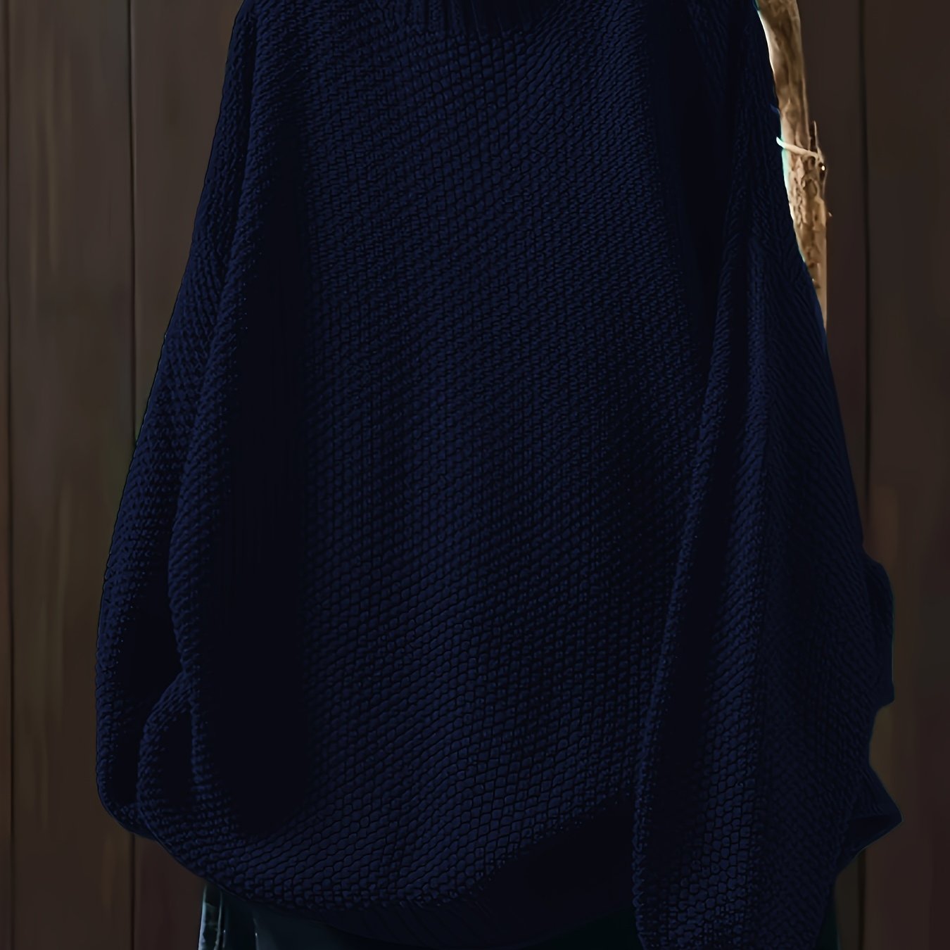 Plus Size Women's Turtleneck Sweater Long Sleeve Navy Blue Fall Winter