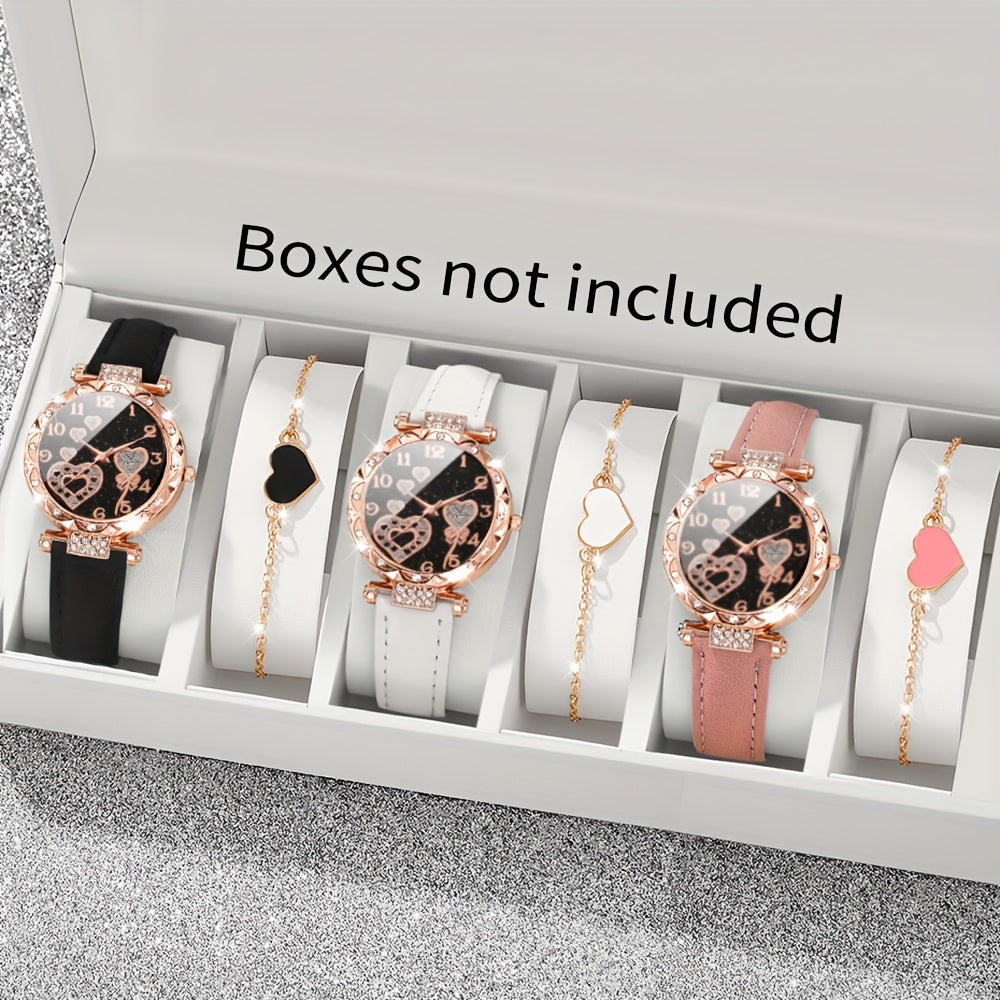 Women's Quartz Watch Set with 3 Watches and Bracelets Stylish Elegant Jewelry