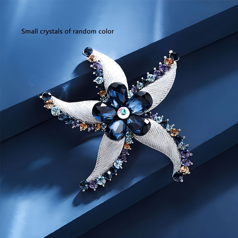 Rhinestone Starfish Brooch Crystal Corsage for Women Elegant Jewelry for Events