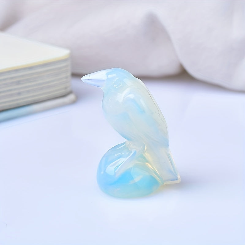 Mini Crystal Jewelry Ornament Made from Natural Carved Obsidian Raven Quartz for Home Decor