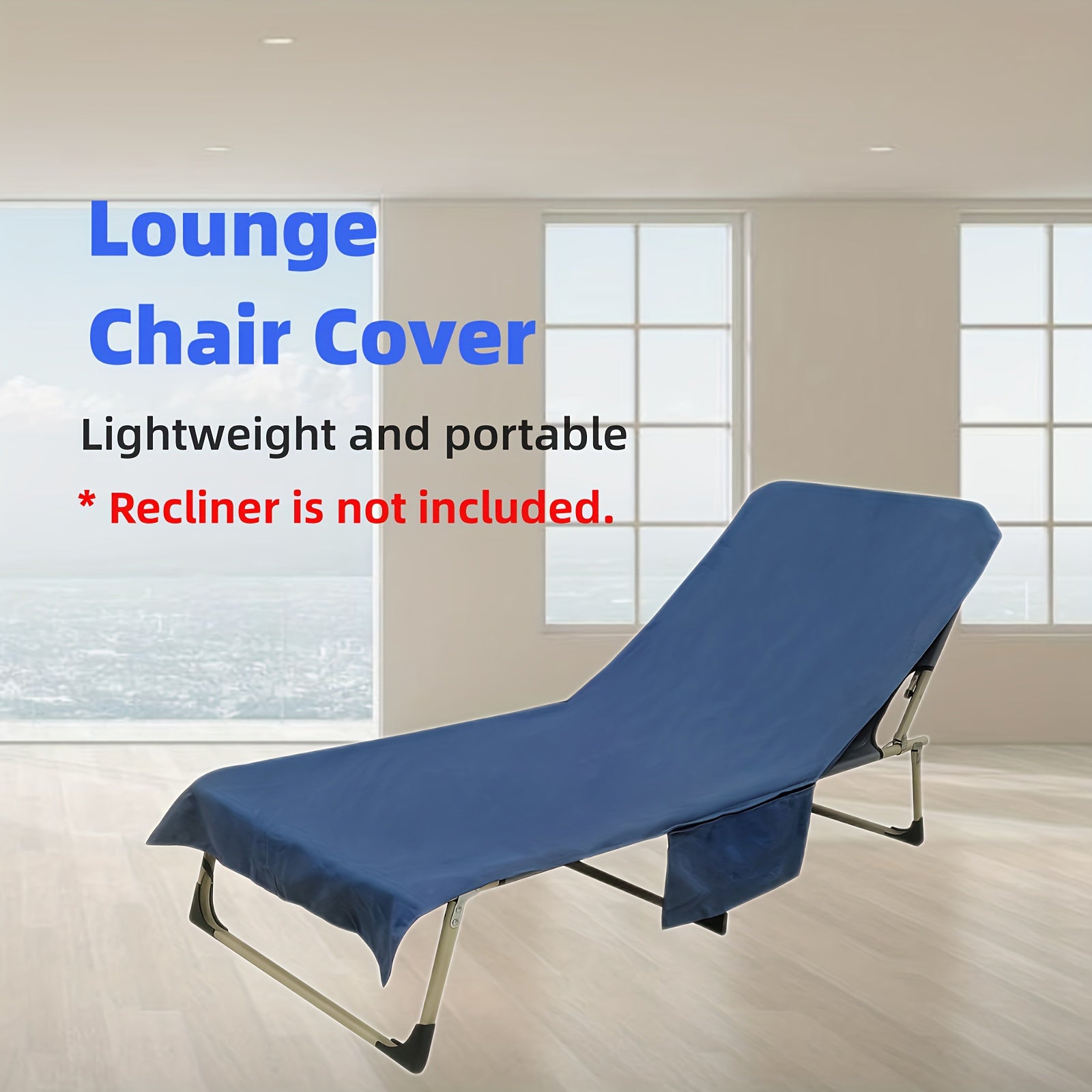 Soft Quick-Dry Chaise Lounge Cover with Side Pockets for Indoor Outdoor Use