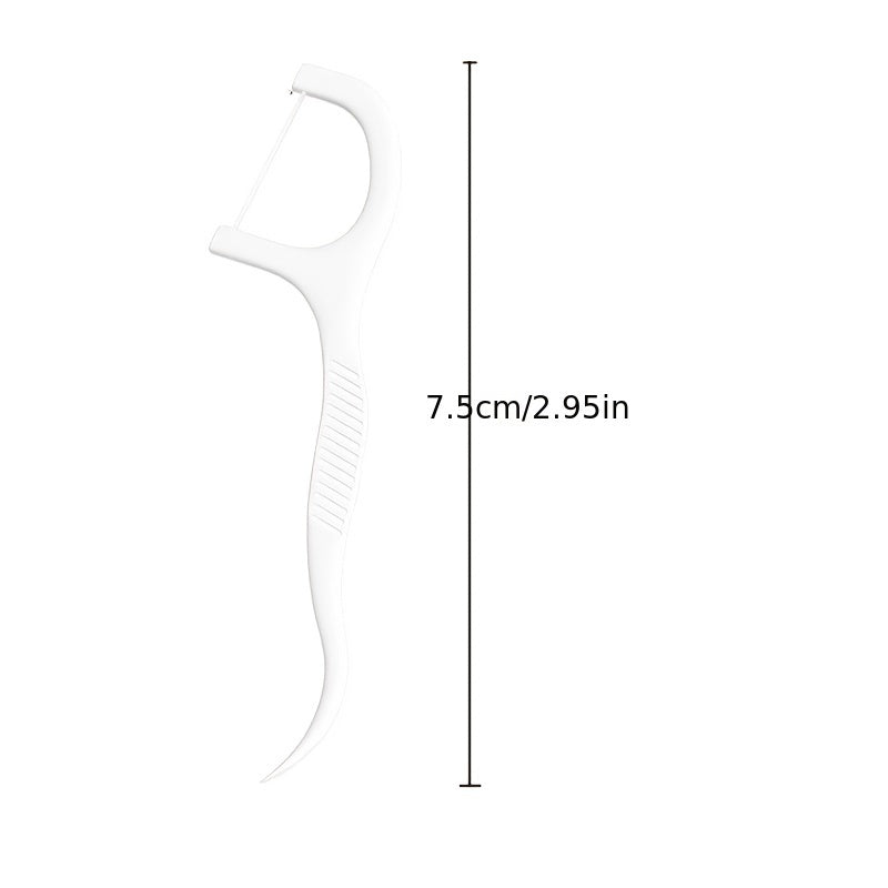 Disposable Dental Floss Sticks Pack of 50 for Travel Hygiene White Plastic