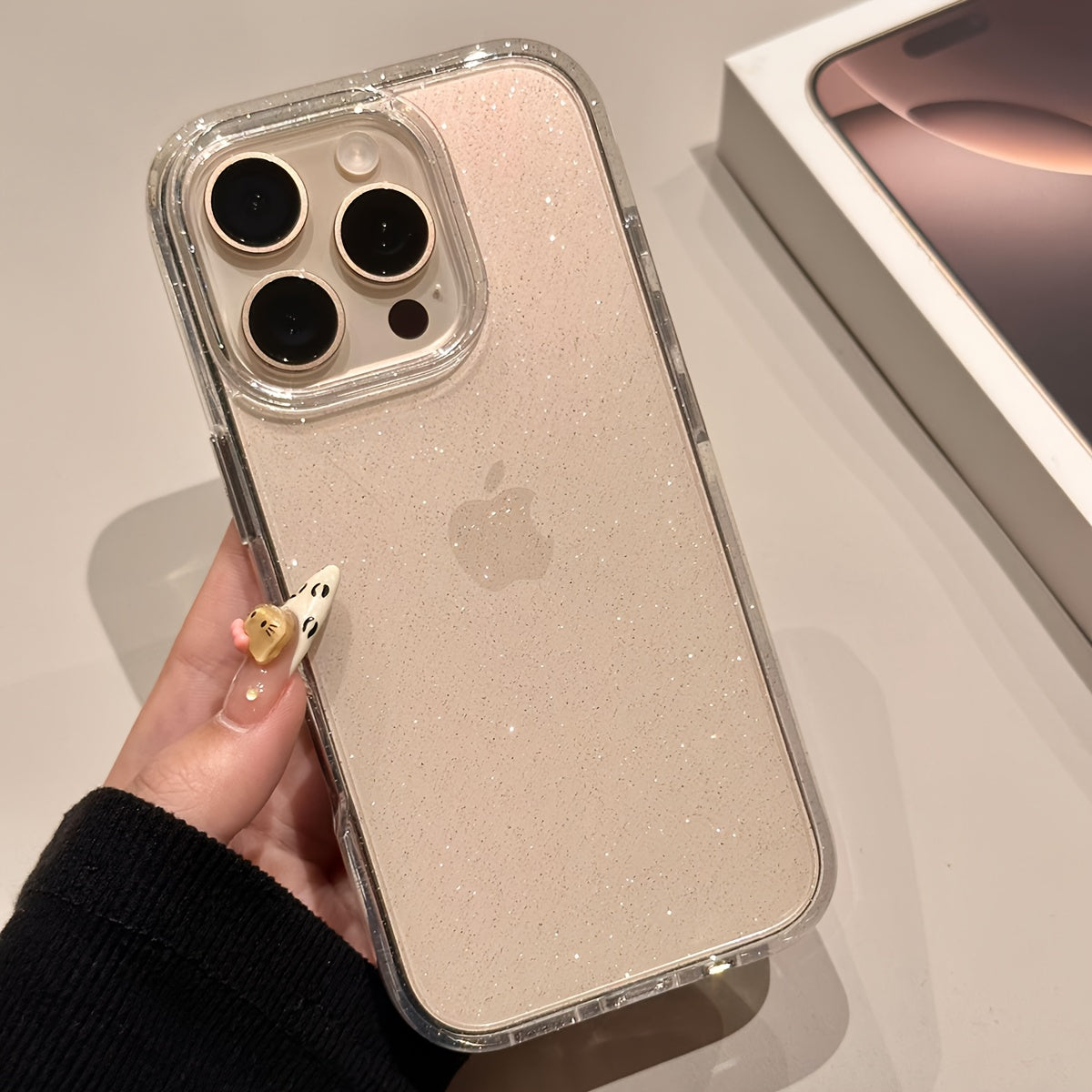 Clear Shockproof Sequin Phone Case for iPhone Models with Lens Protection
