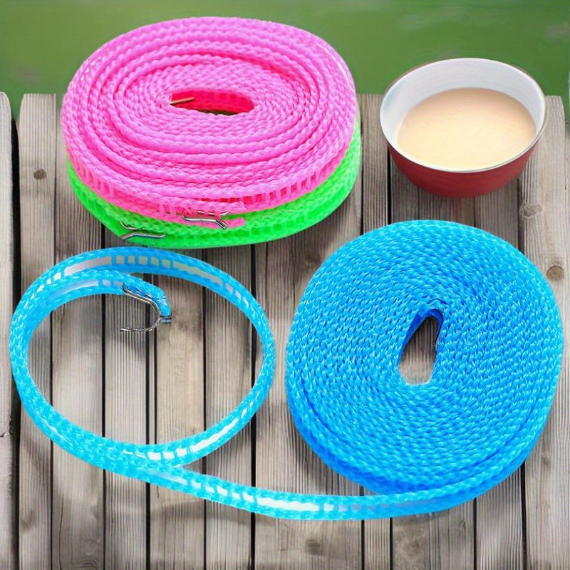 Set of 5 Outdoor Portable Clotheslines 10m Durable Windproof Plastic Laundry Line for Camping