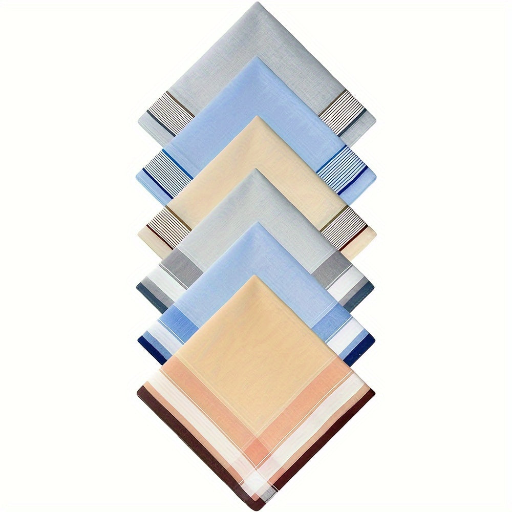 6 ta erkaklar uchun paxta sharfchalari to'plami, chiziqli naqsh bilan, yengil va mustahkam