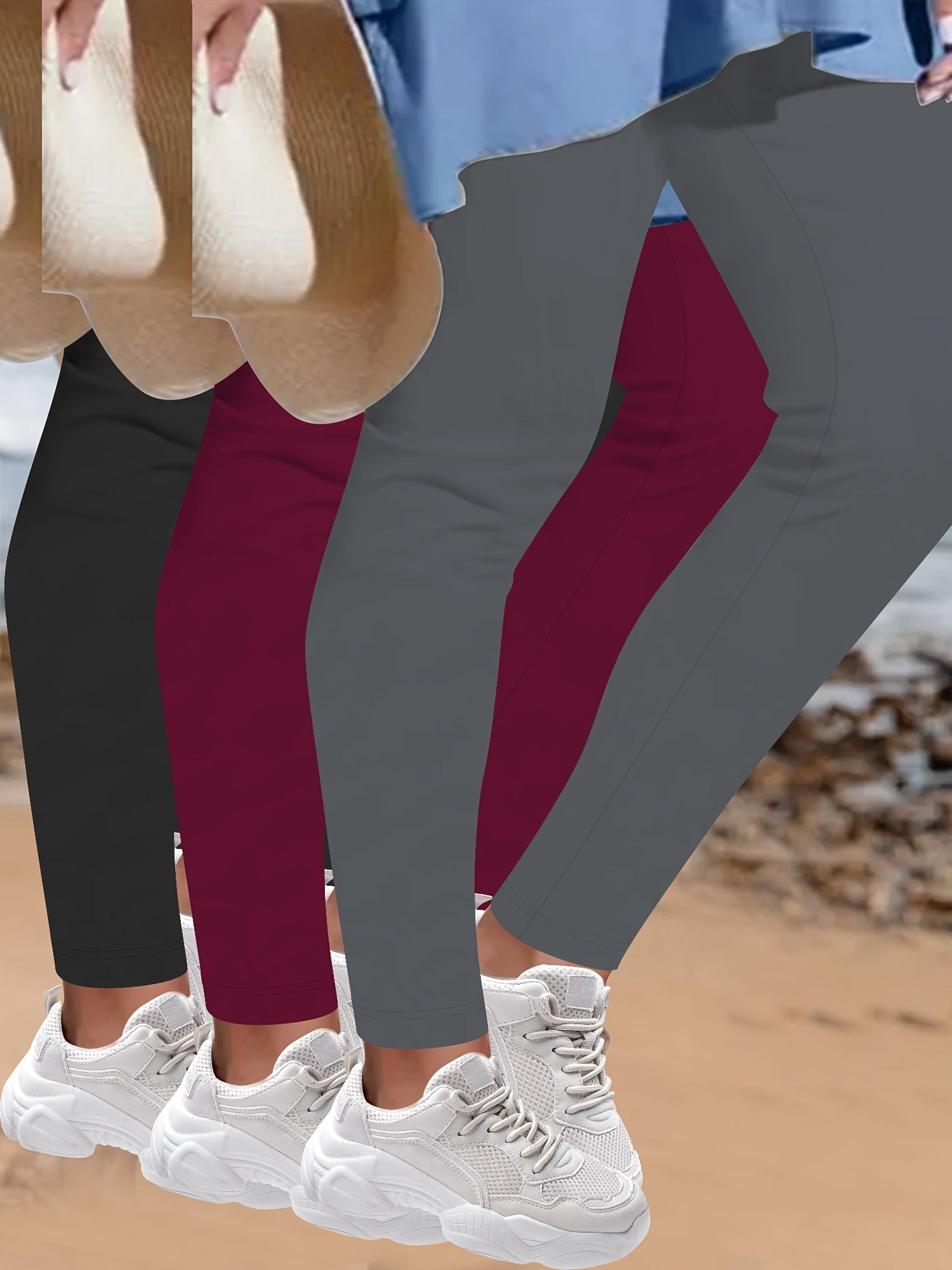 Plus Size Regular Waist 9 Points Bottom Pants 3 Pack