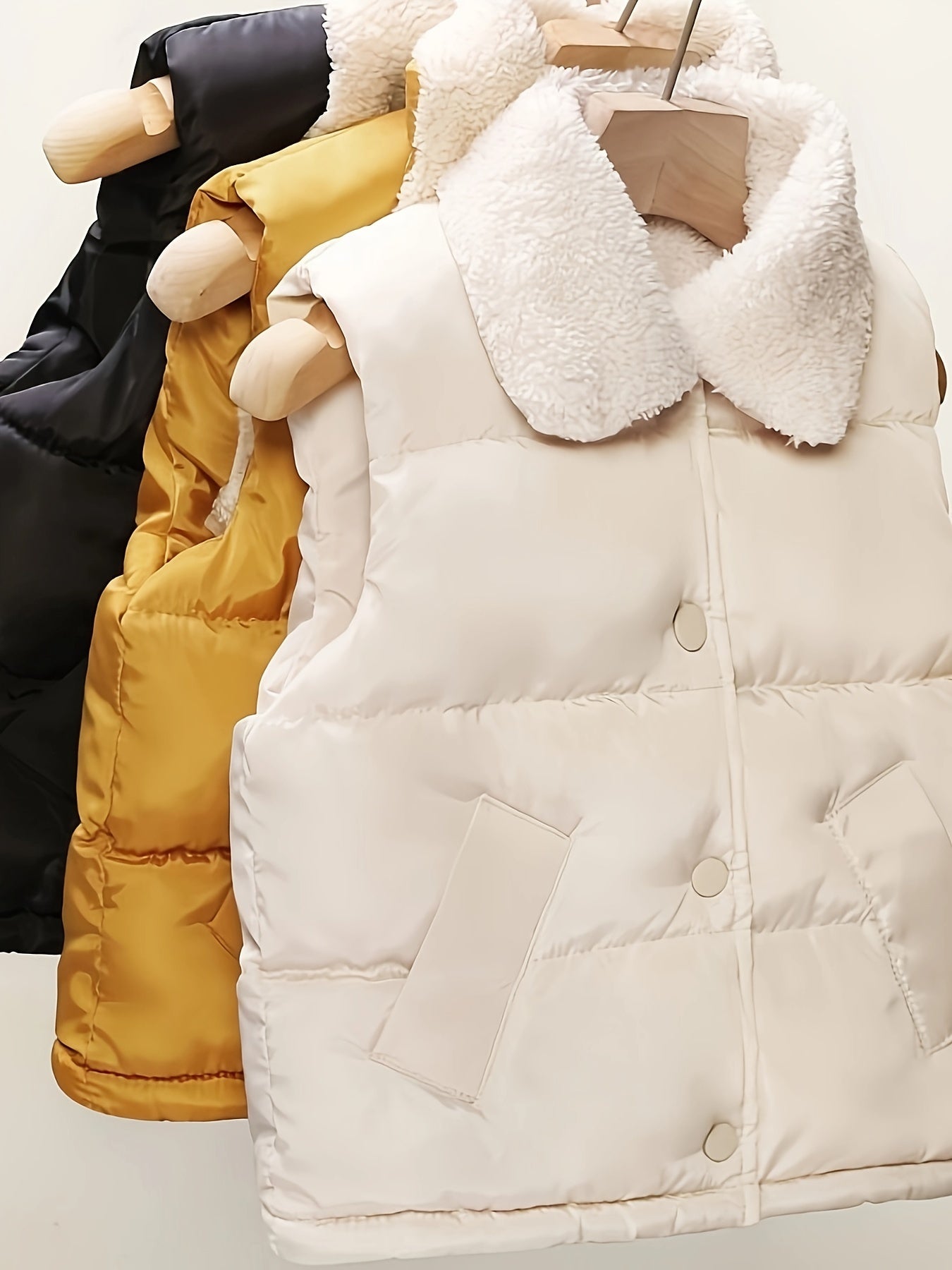 Kids Fleece-Lined Vest for Boys and Girls Fall Winter Button Front Lapel Solid Color Sleeveless