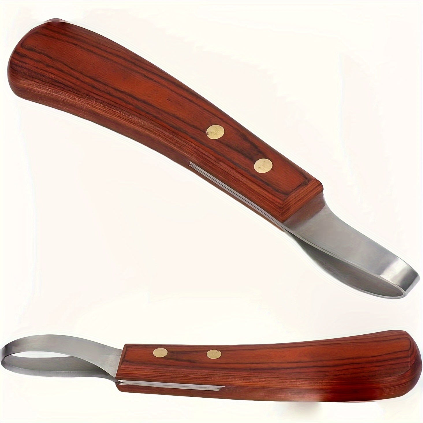 Double-Edged Stainless Steel Horseshoe Hoof Knife with Wooden Handle for Horses