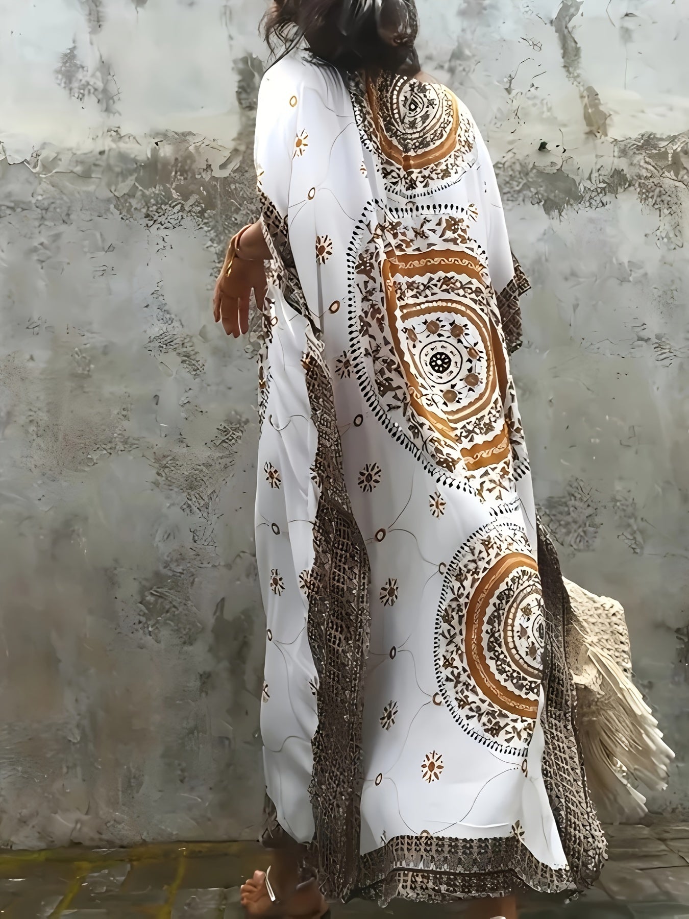 Beach Skirt and Swimsuit Set for Sun Protection Rayon Boho Style