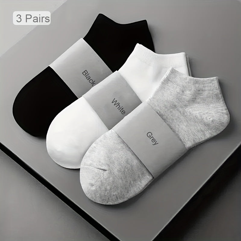 Women Ankle Socks Pack of 3 Black and White Solid Cotton Polyester Sports