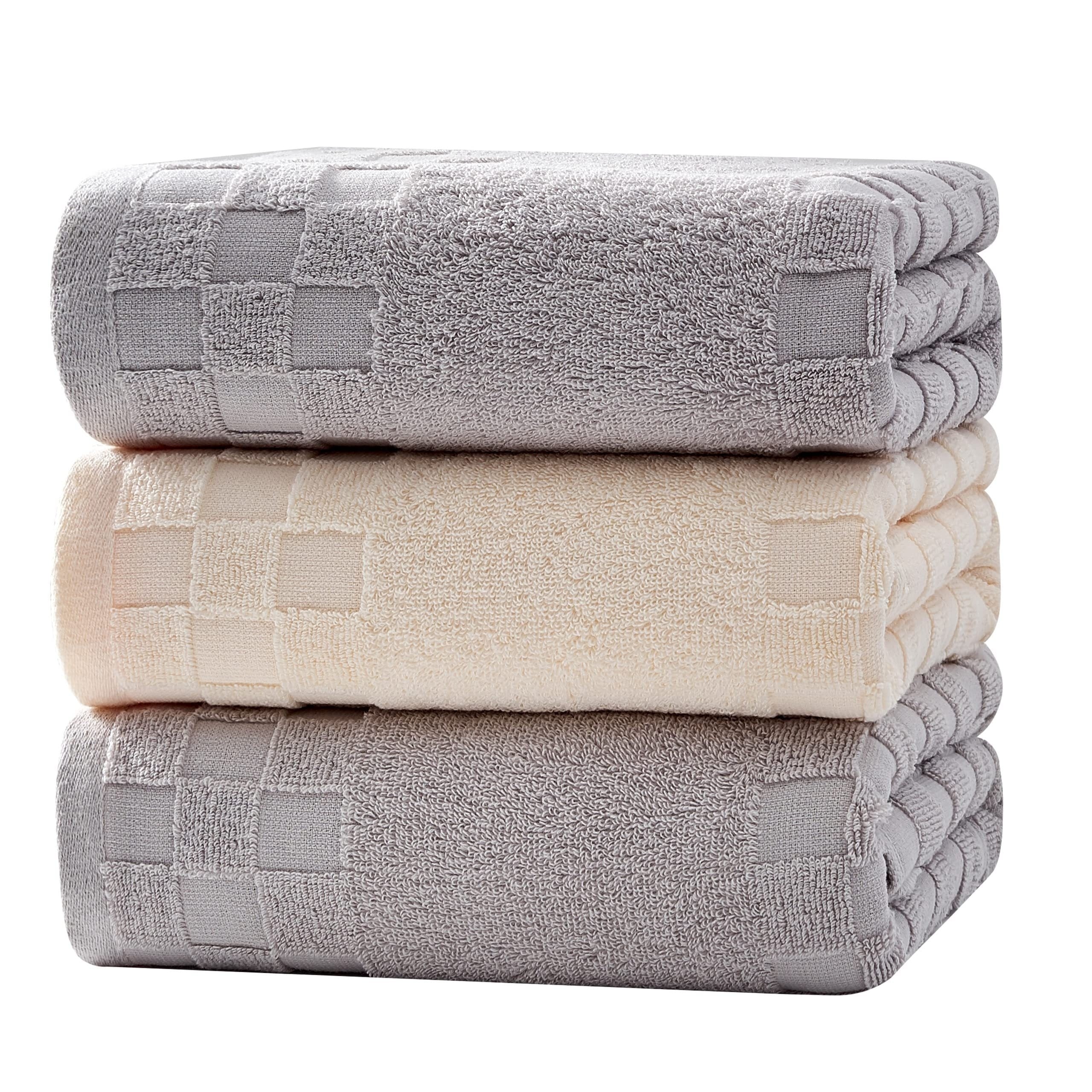 Cotton Towel Set 3-Piece Quick-Drying Fluffy Absorbent Breathable Multicolor 68x140 cm