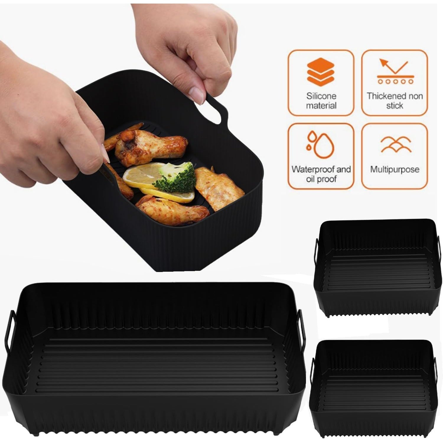 Ninja Foodi Flex Drawer 5.2L 10.4L uchun silikondan tayyorlangan havo qovurish uchun linzalar, yopishmaydigan chuqur qovurish uchun aksessuarlar