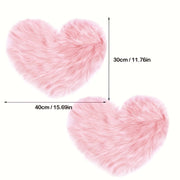 Set of 2 Heart-Shaped Faux Wool Carpets for Dresser and Home Decor