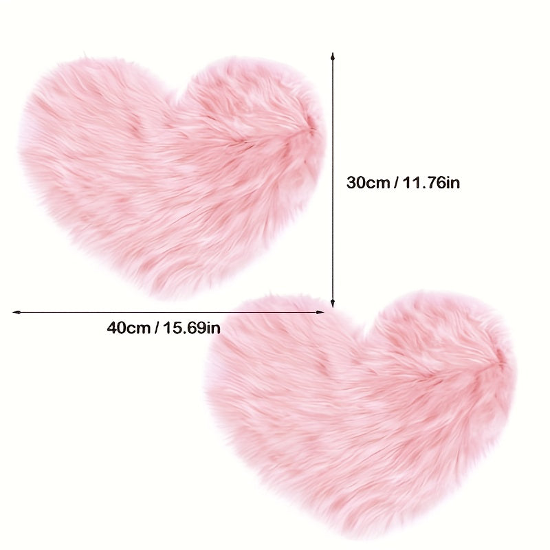 Set of 2 Heart-Shaped Faux Wool Carpets for Dresser and Home Decor