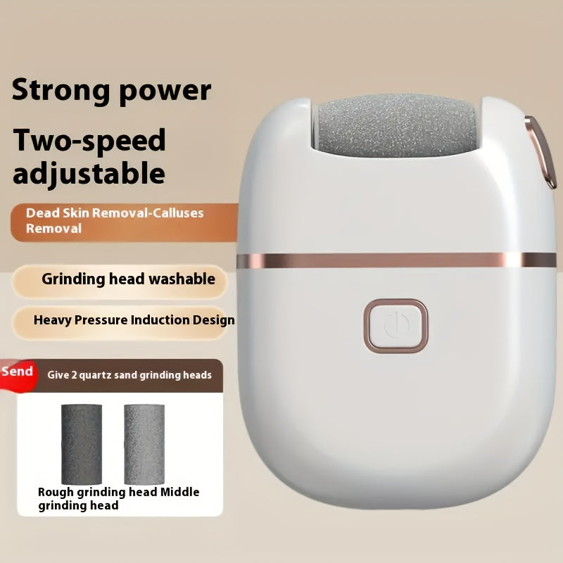 3-in-1 Rechargeable Foot Scrubber with 3 Replaceable Heads and 2 Speed Settings