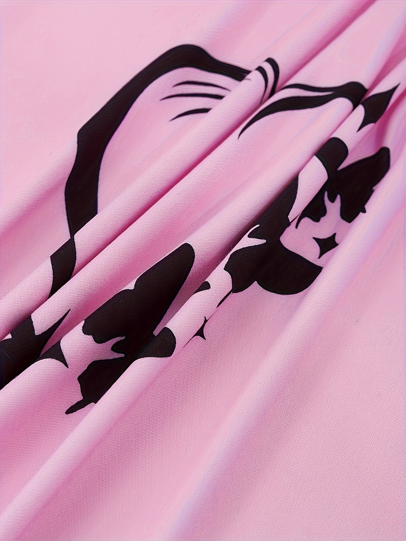 Women's Heart and Butterfly Print Pajama Set Short Sleeve Top Loose Long Pants Lounge Sleepwear