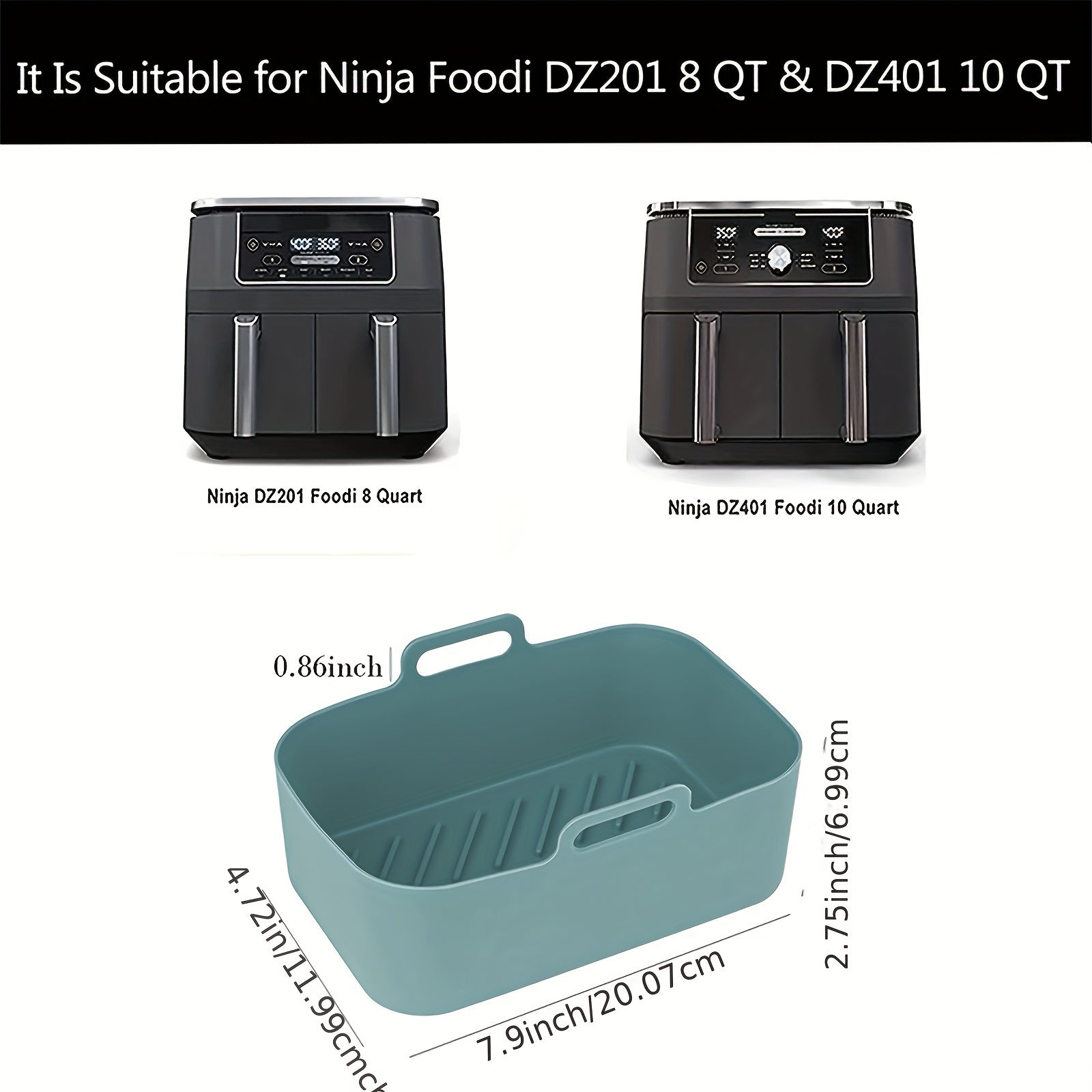 Set of 2 Silicone Air Fryer Liners for 8QT and 6QT Non-Stick Reusable Pot Insert