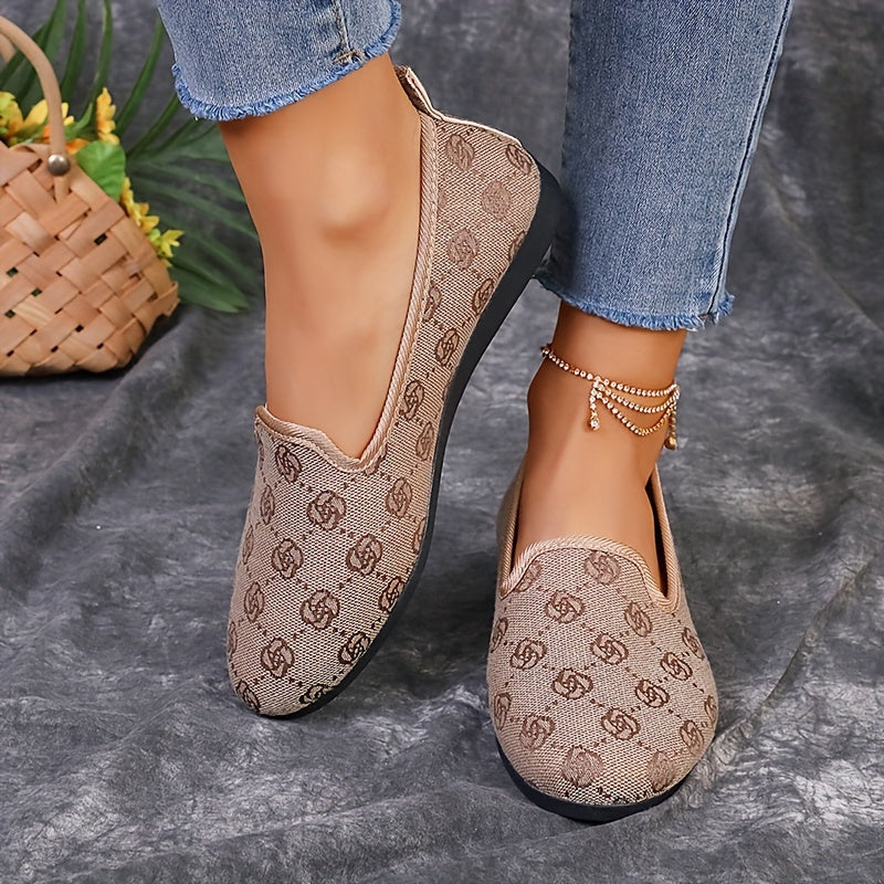 Women's Heart Pattern Slip-On Flats Fabric Shoes Comfortable All-Season